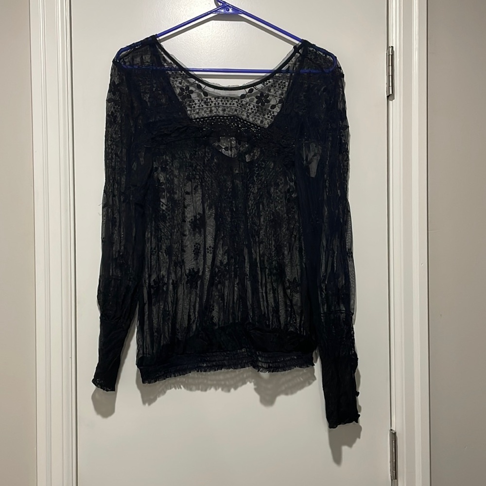 Free people black lace top